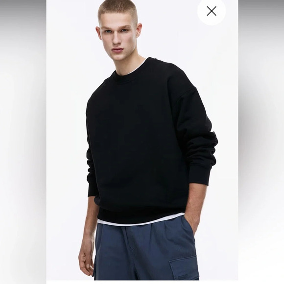 H& M oversized 100 % cotton black sweatshirt size large new with tags unisex - Picture 7 of 16